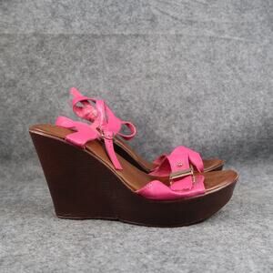 DbDk Fashion Shoes Womens 6 Sandals Platform Wedge Hot Pink Ankle Strap Buckle